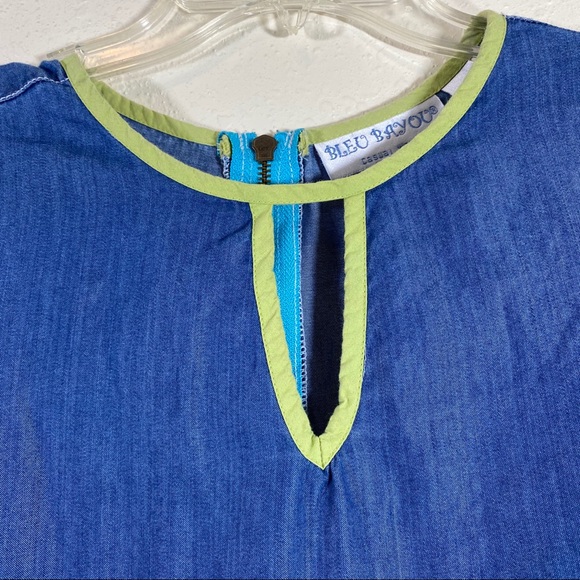 Bleu Bayou Embroidered Flowy Dress Pockets Knee High Dress 3/4 Sleeves b… - Picture 6 of 12